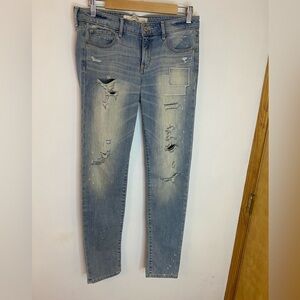 Abercrombie and Fitch Distressed Patchwork Low Rise Jeans